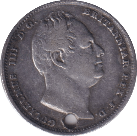 1834 SIXPENCE ( VF ) HOLED - SIXPENCE - Cambridgeshire Coins
