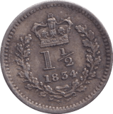 1834 THREE HALF PENCE ( GVF ) - THREE HALF PENCE - Cambridgeshire Coins