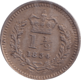 1834 THREE HALF PENCE ( VF ) - THREE HALF PENCE - Cambridgeshire Coins