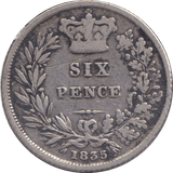 1835 SIXPENCE ( FINE ) - SIXPENCE - Cambridgeshire Coins