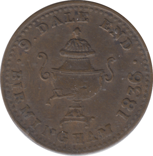 1836 BIRMINGHAM FARTHING TEA TOKEN - FARTHING TOKEN - Cambridgeshire Coins