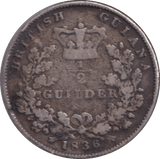 1836 BRITISH GUIANA 1/2 SILVER - SILVER WORLD COINS - Cambridgeshire Coins