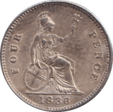 1836 FOURPENCE ( AUNC ) - FOURPENCE - Cambridgeshire Coins