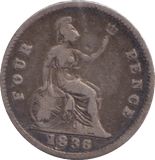 1836 FOURPENCE ( FINE ) - Fourpence - Cambridgeshire Coins