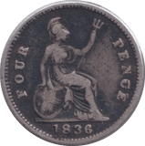 1836 FOURPENCE ( FINE ) - FOURPENCE - Cambridgeshire Coins
