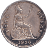 1836 FOURPENCE ( GVF ) - FOURPENCE - Cambridgeshire Coins
