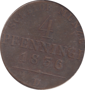 1836 PRUSSIA 4 PFENNING - WORLD COINS - Cambridgeshire Coins