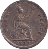 1837 FOURPENCE ( EF ) - FOURPENCE - Cambridgeshire Coins