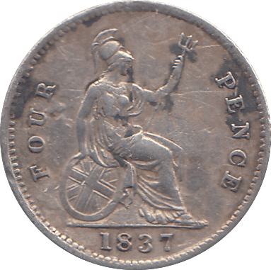 1837 FOURPENCE ( GF ) - FOURPENCE - Cambridgeshire Coins