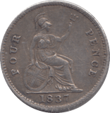 1837 FOURPENCE ( GVF ) - FOURPENCE - Cambridgeshire Coins