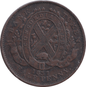 1837 HALFPENNY TOKEN CANADA - HALFPENNY TOKEN - Cambridgeshire Coins
