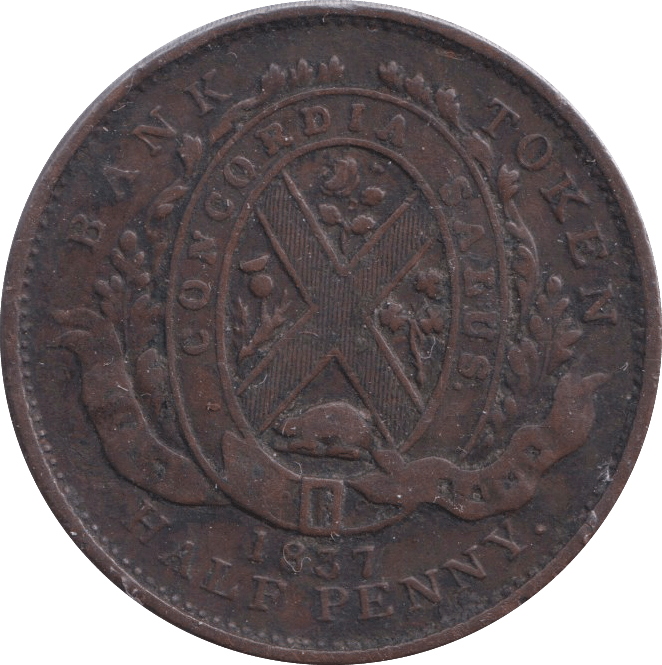 1837 HALFPENNY TOKEN CANADA - HALFPENNY TOKEN - Cambridgeshire Coins