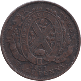 1837 HALFPENNY TOKEN CANADA - HALFPENNY TOKEN - Cambridgeshire Coins