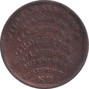 1837 ONE CENT TOKEN USA WILLIAM SIMES - WORLD COINS - Cambridgeshire Coins
