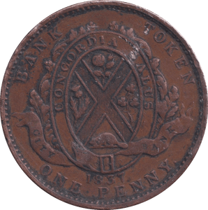 1837 PENNY TOKEN MONTREAL CANADA - PENNY TOKEN - Cambridgeshire Coins
