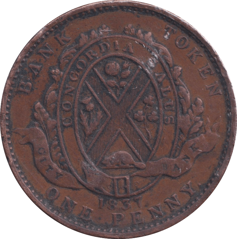 1837 PENNY TOKEN MONTREAL CANADA - PENNY TOKEN - Cambridgeshire Coins