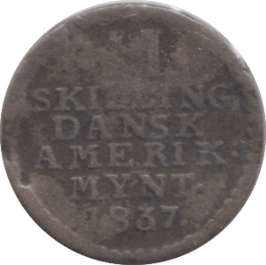1837 SILVER ONE SKILLING DENMARK - SILVER WORLD COINS - Cambridgeshire Coins