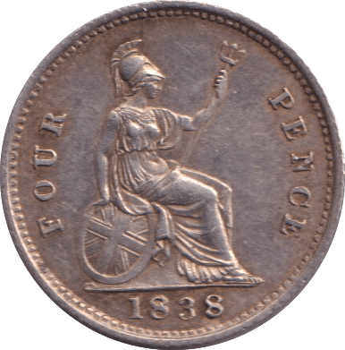 1838 FOURPENCE ( AUNC ) - FOURPENCE - Cambridgeshire Coins
