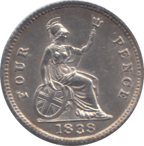 1838 FOURPENCE ( AUNC ) - FOURPENCE - Cambridgeshire Coins