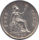 1838 FOURPENCE ( AUNC ) - FOURPENCE - Cambridgeshire Coins