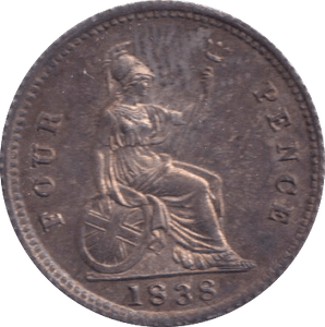 1838 FOURPENCE ( AUNC ) - FOURPENCE - Cambridgeshire Coins