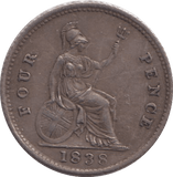 1838 FOURPENCE ( EF ) - FOURPENCE - Cambridgeshire Coins