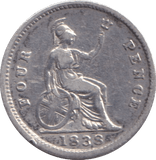 1838 FOURPENCE ( VF ) - FOURPENCE - Cambridgeshire Coins