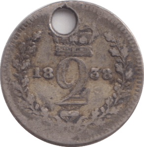 1838 HOLED MAUNDY TWOPENCE ( FAIR ) - MAUNDY TWOPENCE - Cambridgeshire Coins