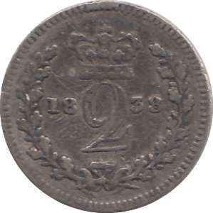 1838 MAUNDY TWOPENCE ( FINE ) - MAUNDY TWOPENCE - Cambridgeshire Coins