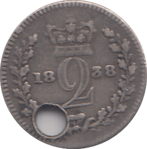 1838 MAUNDY TWOPENCE ( GF ) HOLED - MAUNDY TWOPENCE - Cambridgeshire Coins