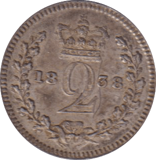 1838 MAUNDY TWOPENCE (GVF) - MAUNDY TWOPENCE - Cambridgeshire Coins