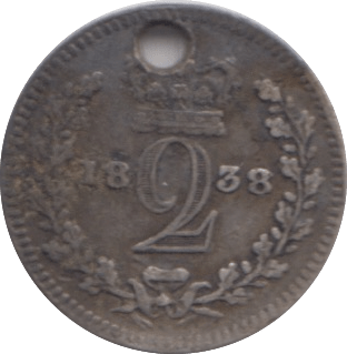 1838 MAUNDY TWOPENCE HOLED ( FINE ) - MAUNDY TWOPENCE - Cambridgeshire Coins