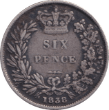 1838 SIXPENCE ( GF ) - SIXPENCE - Cambridgeshire Coins