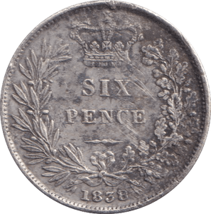 1838 SIXPENCE ( VF ) - SIXPENCE - Cambridgeshire Coins