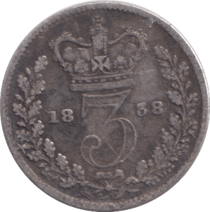 1838 THREEPENCE ( FINE ) - WORLD COINS - Cambridgeshire Coins
