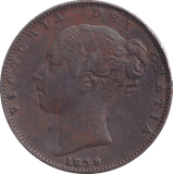 1839 FARTHING ( GVF ) - FARTHING - Cambridgeshire Coins