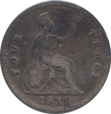 1839 FOURPENCE ( FINE ) - FOURPENCE - Cambridgeshire Coins