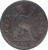 1839 FOURPENCE ( FINE ) - FOURPENCE - Cambridgeshire Coins