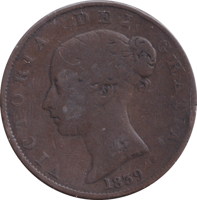 1839 HALFPENNY ISLE OF MAN - WORLD COINS - Cambridgeshire Coins