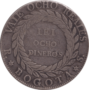 1839 SILVER 8 REALES NUEVA GRANADA COLOMBIA - SILVER WORLD COINS - Cambridgeshire Coins
