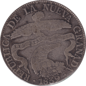 1839 SILVER 8 REALES NUEVA GRANADA COLOMBIA - SILVER WORLD COINS - Cambridgeshire Coins