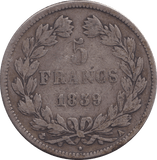 1839 SILVER FIVE FRANCS FRANCE - SILVER WORLD COINS - Cambridgeshire Coins
