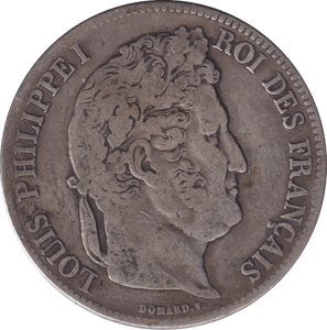 1839 SILVER FIVE FRANCS FRANCE - SILVER WORLD COINS - Cambridgeshire Coins