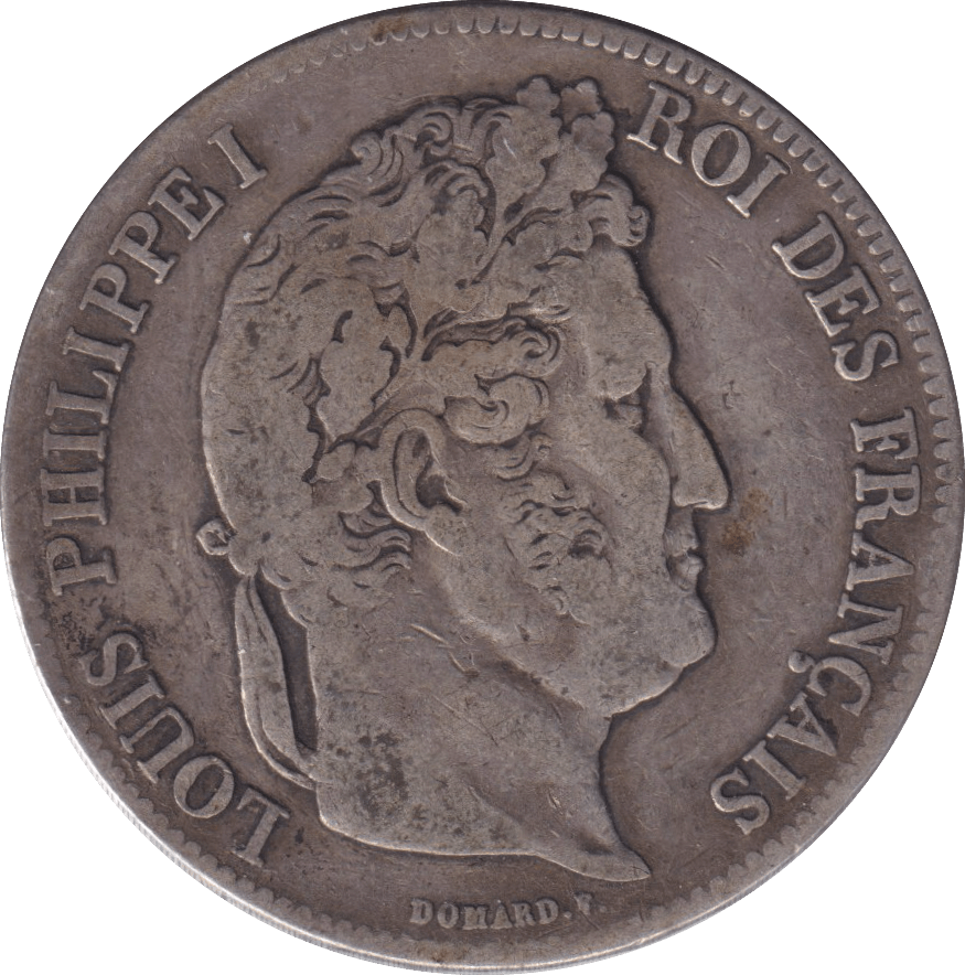 1839 SILVER FIVE FRANCS FRANCE - SILVER WORLD COINS - Cambridgeshire Coins