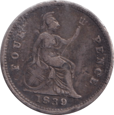 1839 SILVER FOUR PENCE GROAT ( FINE ) - FOURPENCE - Cambridgeshire Coins