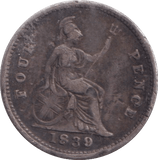 1839 SILVER FOUR PENCE GROAT ( FINE ) - FOURPENCE - Cambridgeshire Coins