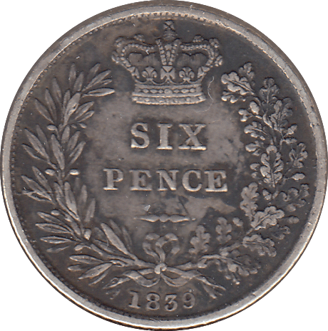 1839 SIXPENCE ( FINE ) - SIXPENCE - Cambridgeshire Coins