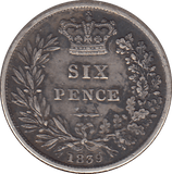 1839 SIXPENCE ( FINE ) - SIXPENCE - Cambridgeshire Coins