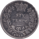 1839 SIXPENCE ( FINE ) - SIXPENCE - Cambridgeshire Coins