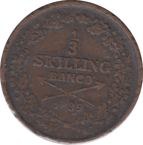 1839 SWEDEN 1/3 SKILLING - WORLD COINS - Cambridgeshire Coins